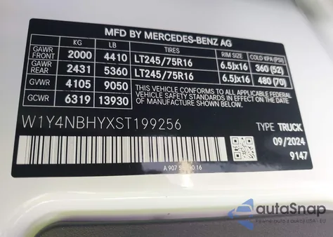 2025 Mercedes-Benz Sprinter 2500 Standard Roof 4-Cyl Diesel Ho from USA, damaged, VIN W1Y4NBHYXST199256